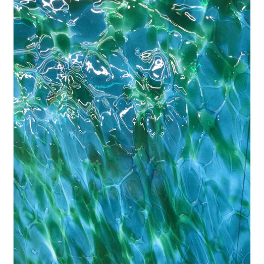 Fremont Antique Glass 304SF Crackle - Emerald Green and Teal on Clear Crackle