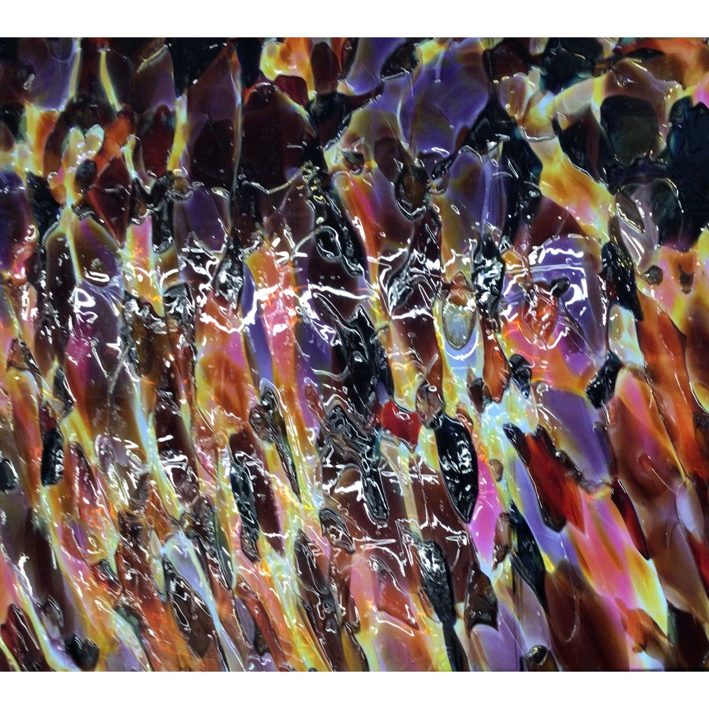 Fremont Antique Glass 307SF Crackle - Purple, Burgundy, Amber, Yellow, Red & Pink on Clear Crackle