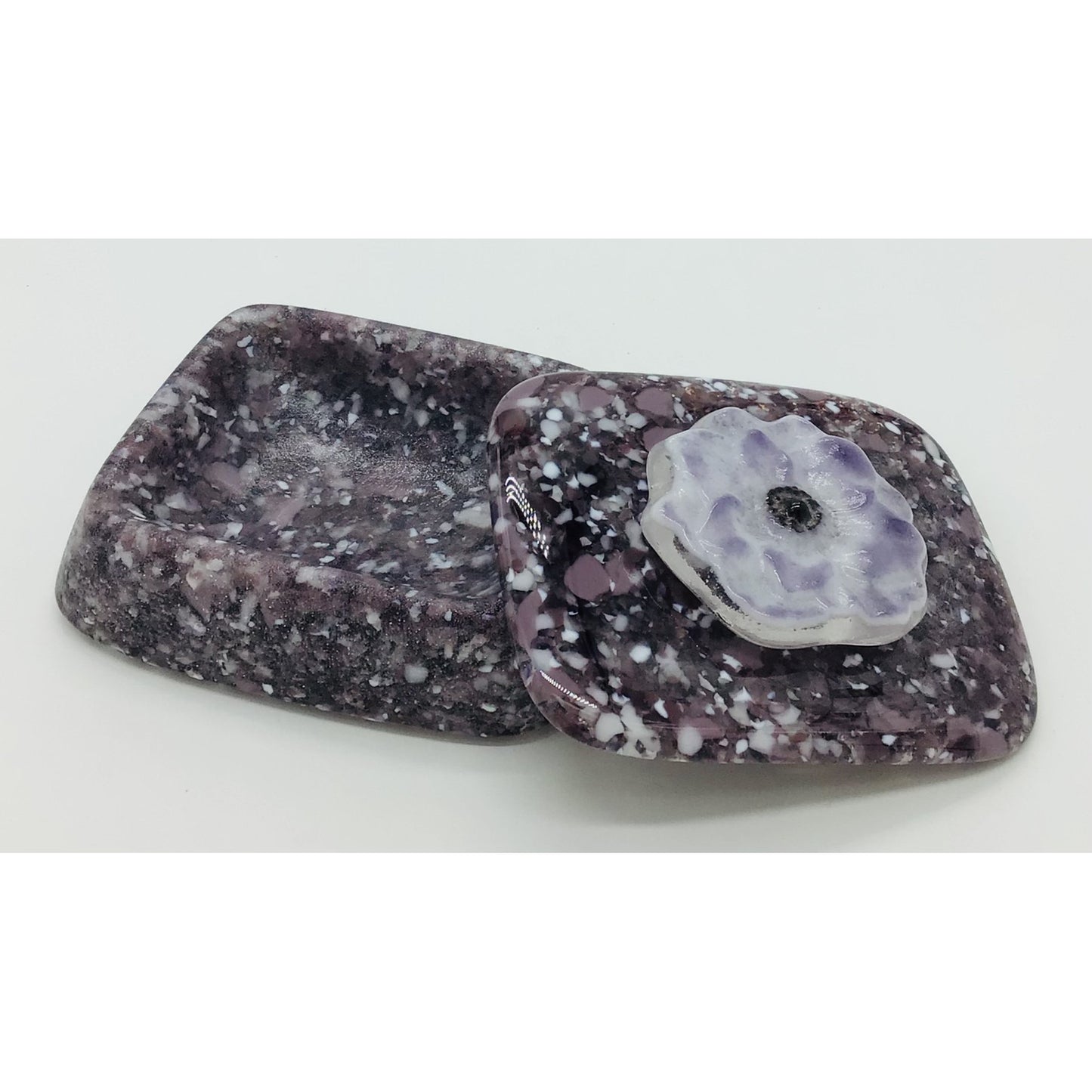 Flowery Rectangular Frit Cast Glass Box