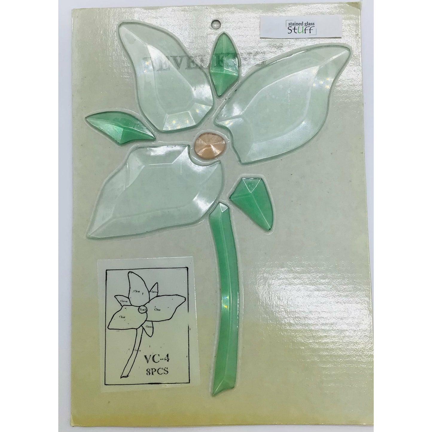 VC-4 Trillium Bevel Cluster, clear/peach/green