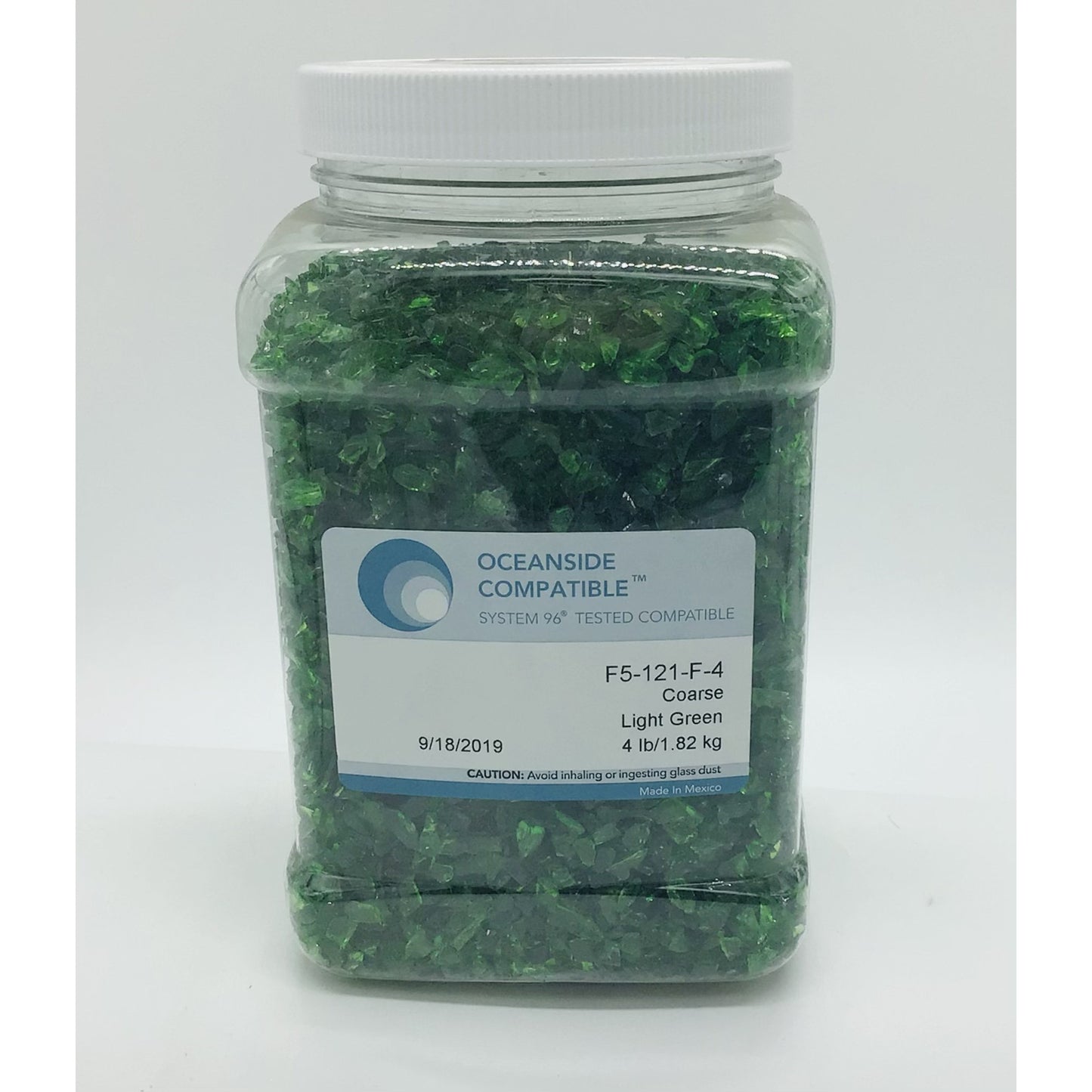 Frit, Light Green Transparent, 121-96-4, 4 lb jar