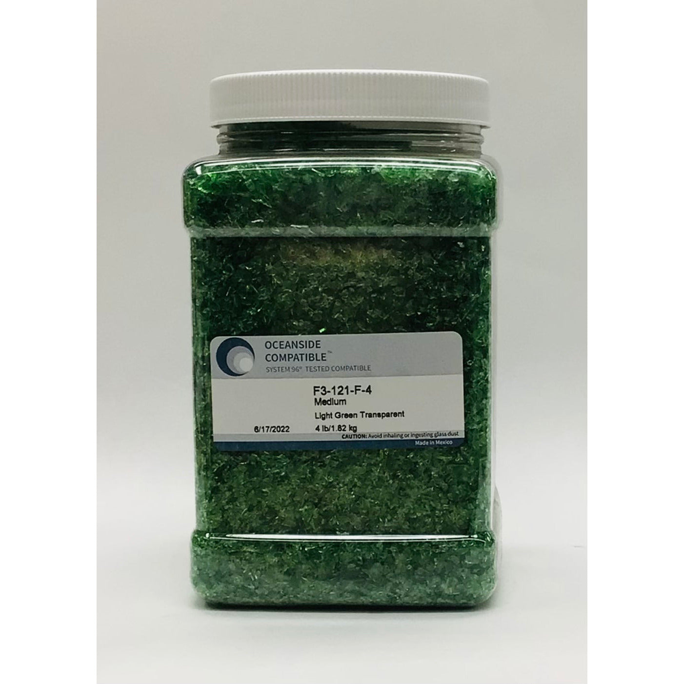 Frit, Light Green Transparent, 121-96-4, 4 lb jar