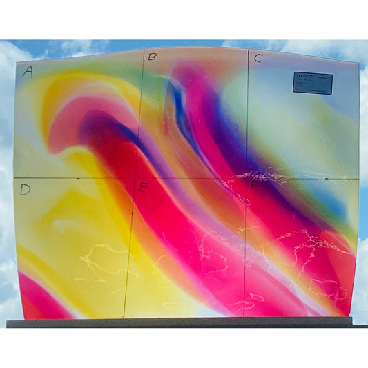 Fremont Antique Glass 1253 - Pink, Blue and Yellow Streaky on White Opal