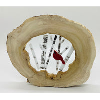 Live Edge Wood + Fused Birch Trees and Cardinal - Wed, Feb 5, 2025