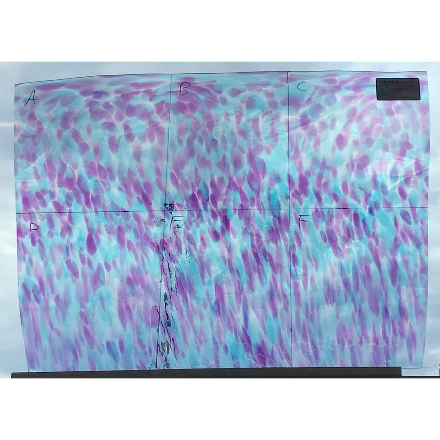 Fremont Antique Glass 6723, Purple and Sky Blue on Clear