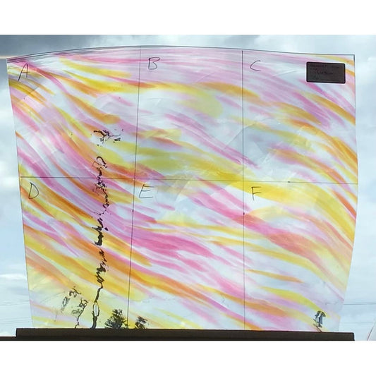 Fremont Antique Glass 5312, Pink and Gold Amber Streaky on Clear