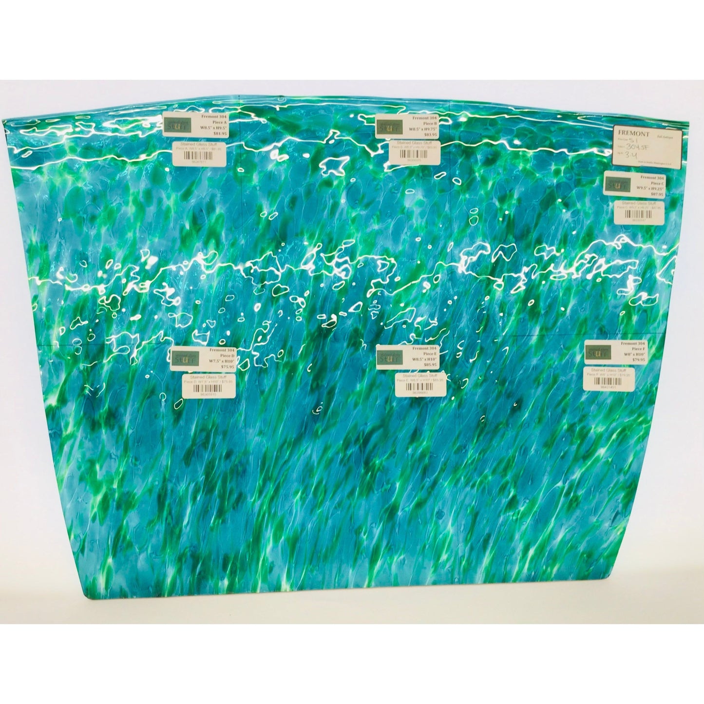 Fremont Antique Glass 304SF Crackle - Emerald Green and Teal on Clear Crackle