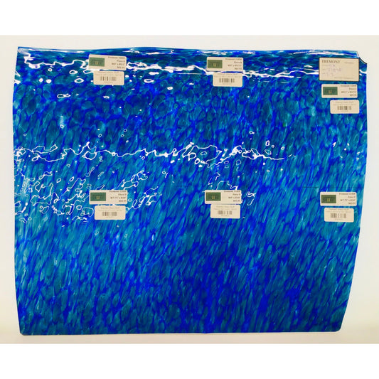 Fremont Antique Glass 318SF Crackle - Cobalt Blue and Sea Green Frit on Clear Crackle