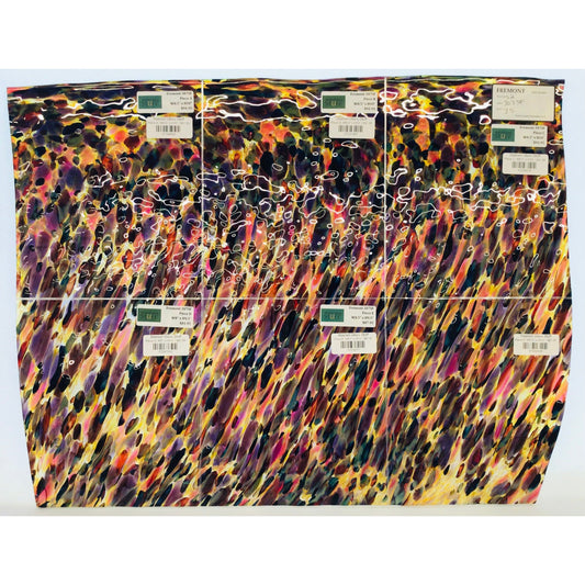 Fremont Antique Glass 307SF Crackle - Purple, Burgundy, Amber, Yellow, Red & Pink on Clear Crackle