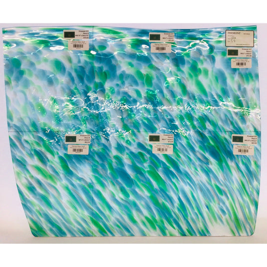 Fremont Antique Glass 257, Green, Sky Blue & White Frit on Clear