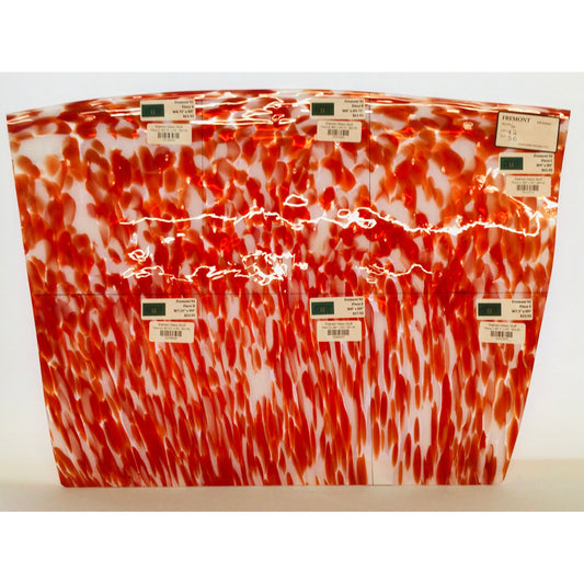 Fremont Antique Glass 92, Red-Orange and White Frit on Clear