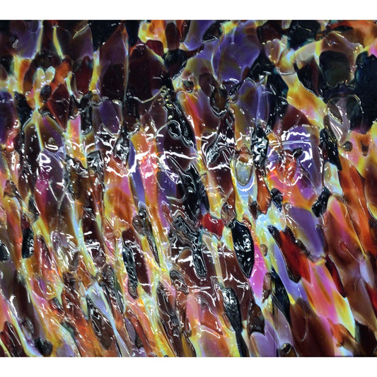 Fremont Antique Glass 307SF Crackle - Purple, Burgundy, Amber, Yellow, Red & Pink on Clear Crackle