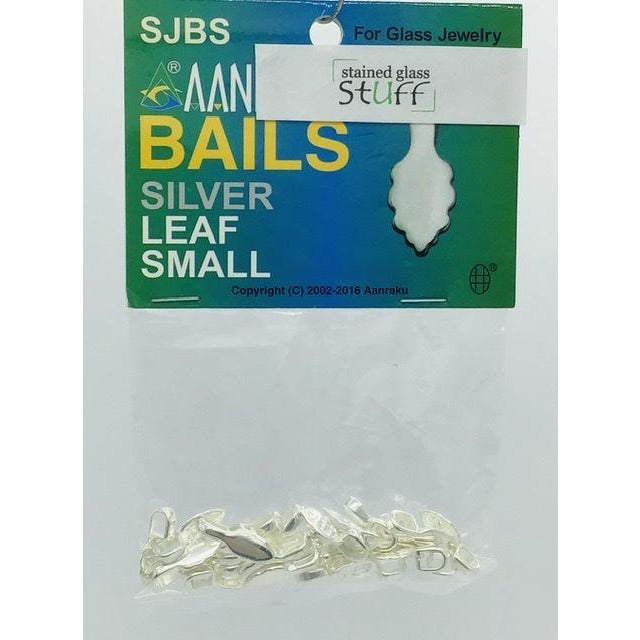 Bails, Silver Plated Leaf Small, 25 pcs