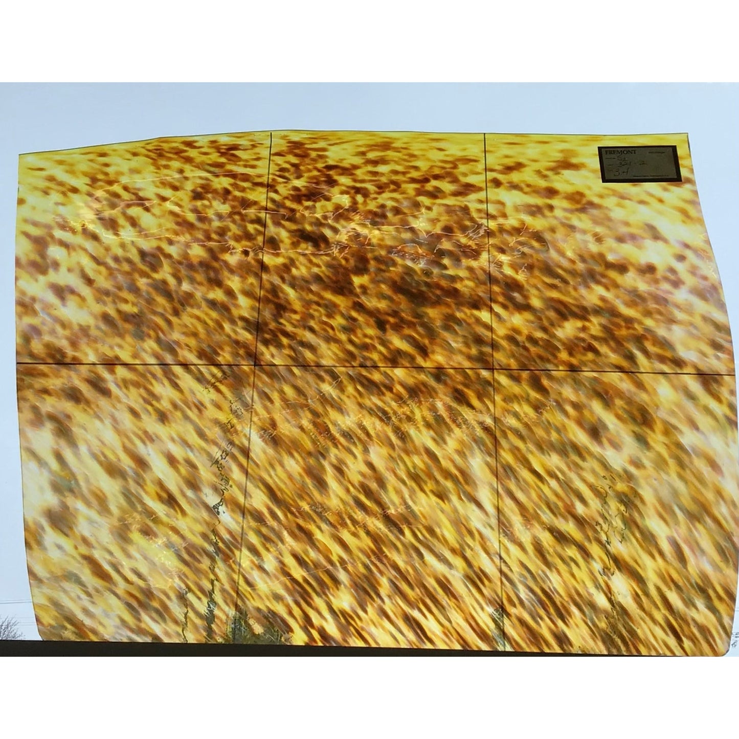 Fremont Antique Glass 321-2, Yellow, Gold & Pink Frit on Clear