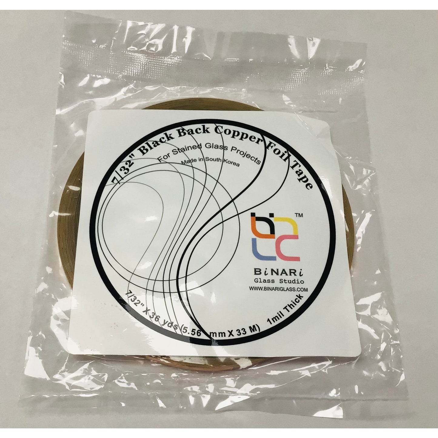 Binari 7/32" x 36 yards black coated foil tape