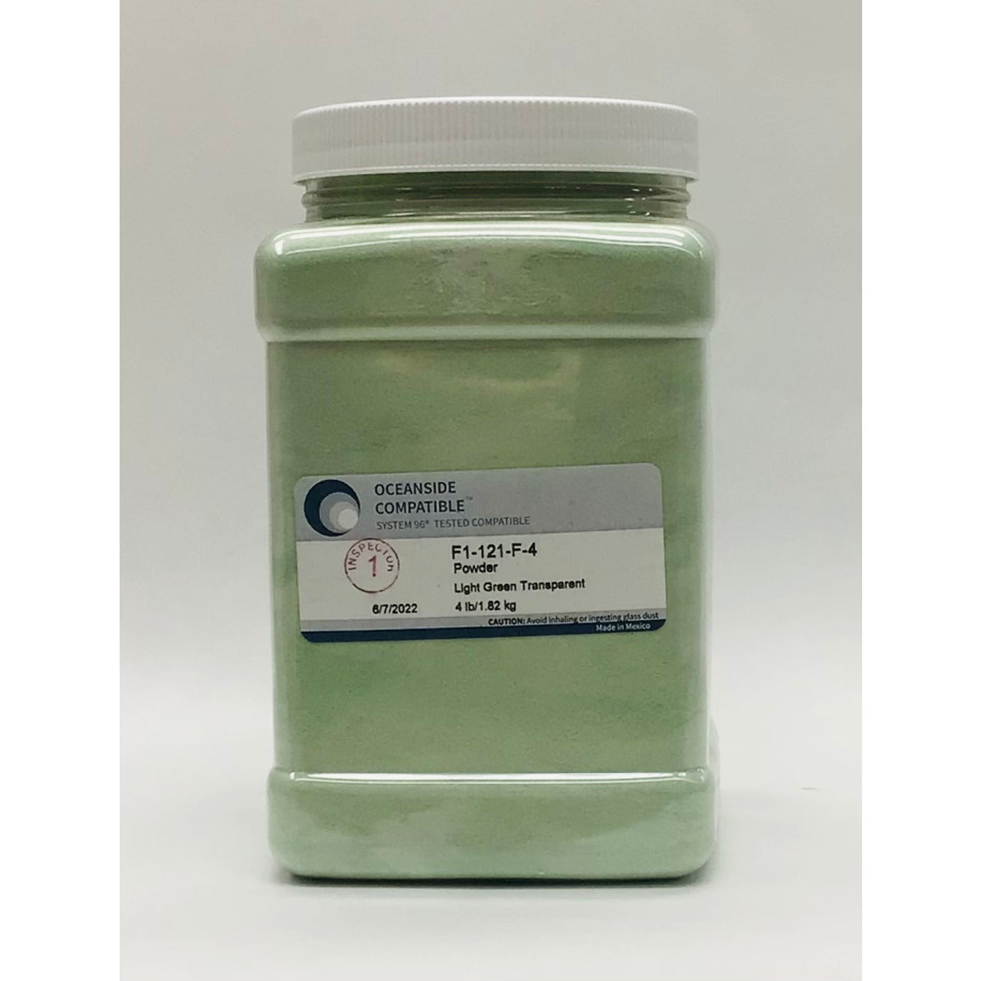 Frit, Light Green Transparent, 121-96-4, 4 lb jar