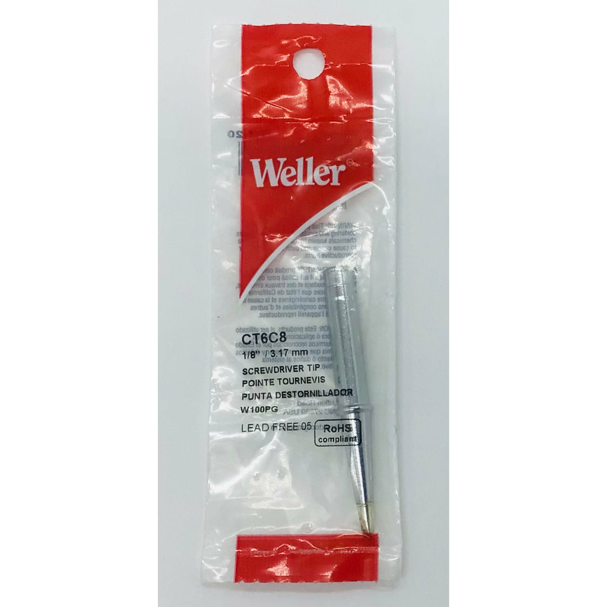 Weller Replacement Soldering Iron Chisel Tip, 1/8" CT6C8 Stained Glass Stuff