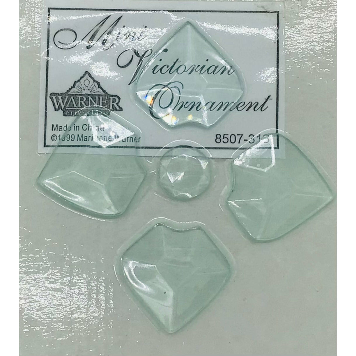 Mini Victorian Curved Ornament Bevel Cluster, clear