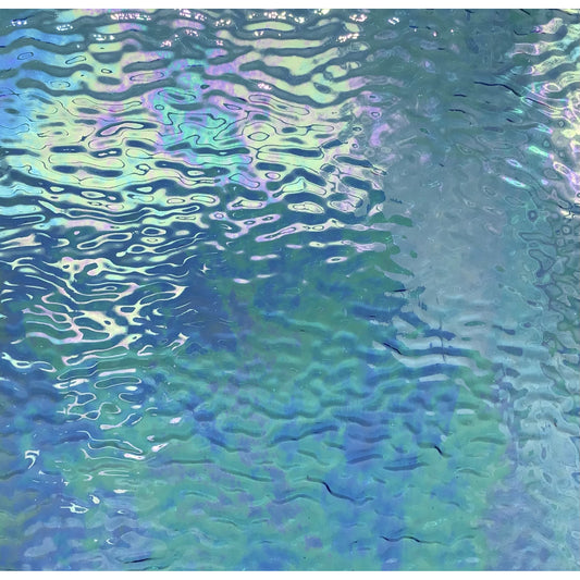 Wissmach 158R-IRID, Light Turquoise Blue Ripple Iridescent Transparent