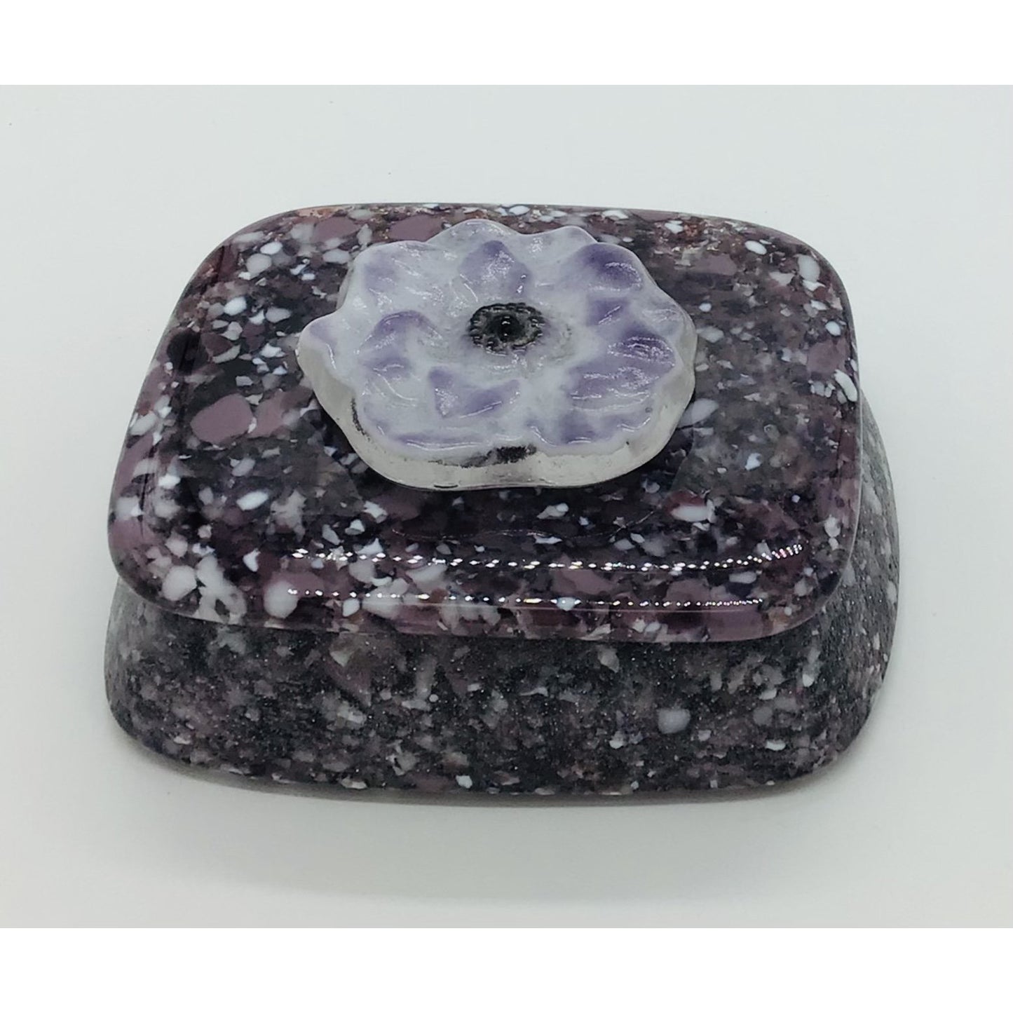 Flowery Rectangular Frit Cast Glass Box