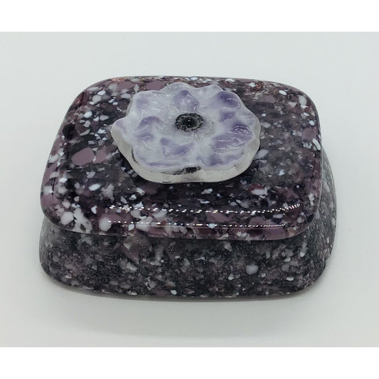 Flowery Rectangular Frit Cast Glass Box