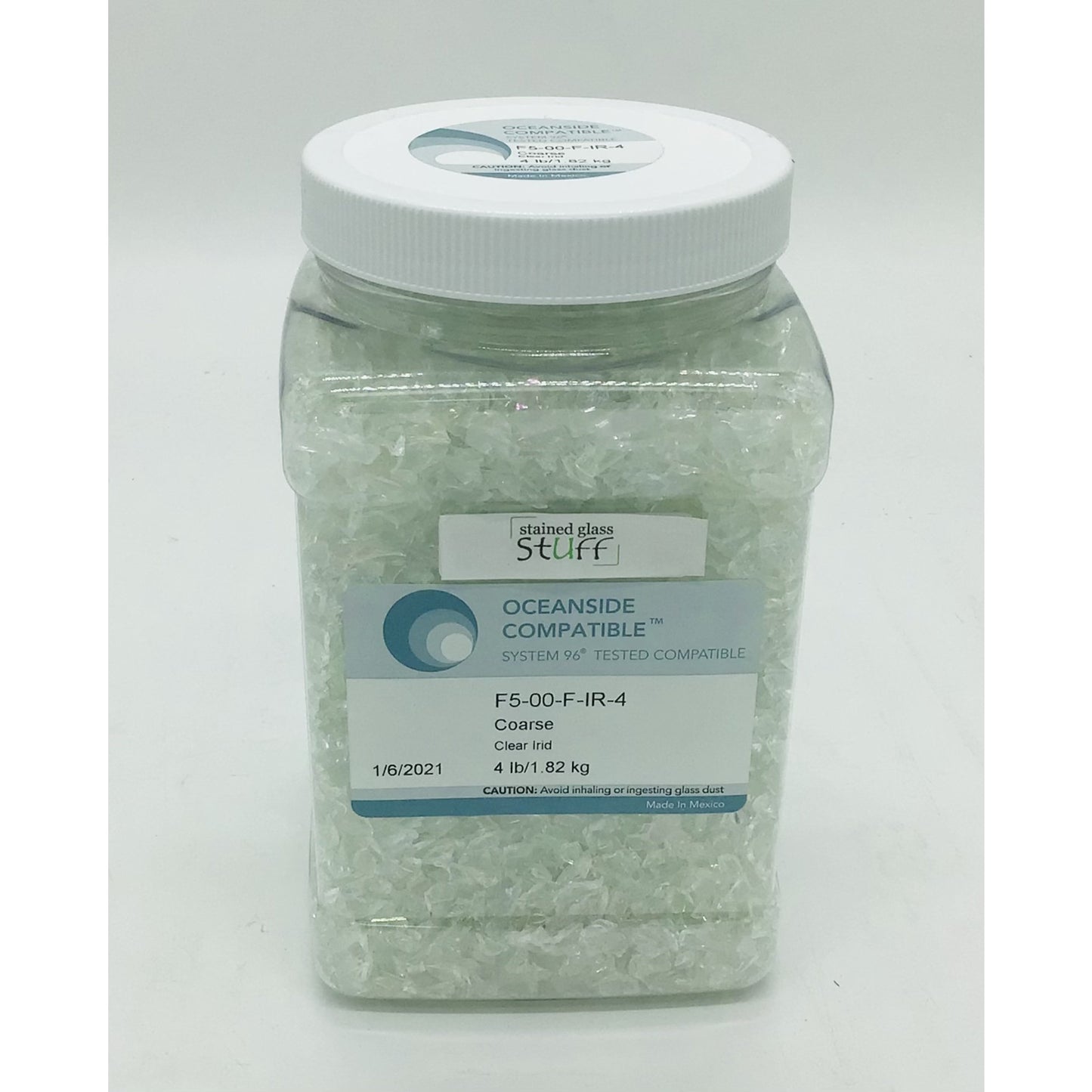 Frit, Clear Iridescent, F5-00-F-IR-4, Coarse 4 lb jar