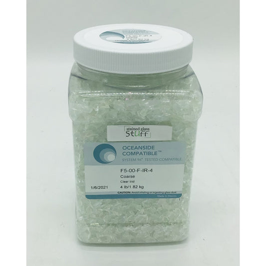 Frit, Clear Iridescent, F5-00-F-IR-4, Coarse 4 lb jar