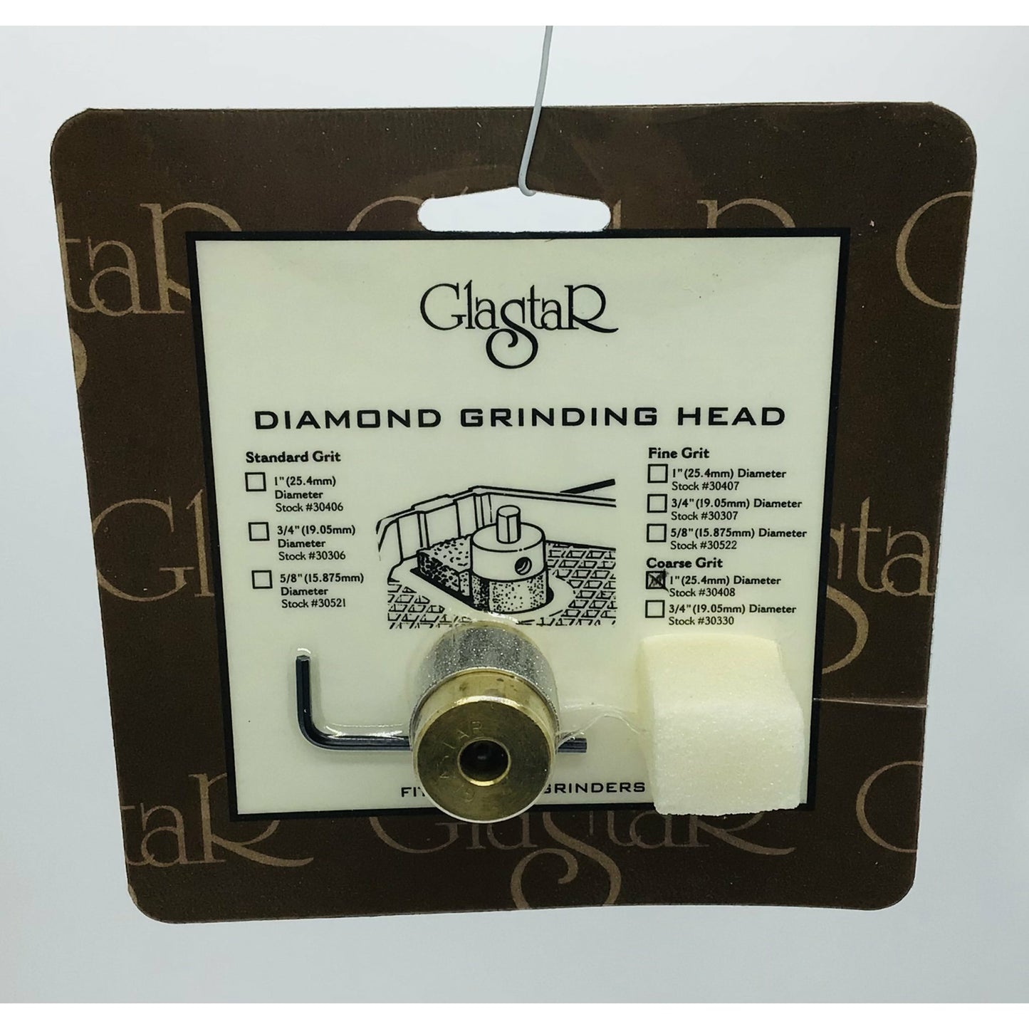 Glastar Diamond Grinding Head, 1", Coarse Grit