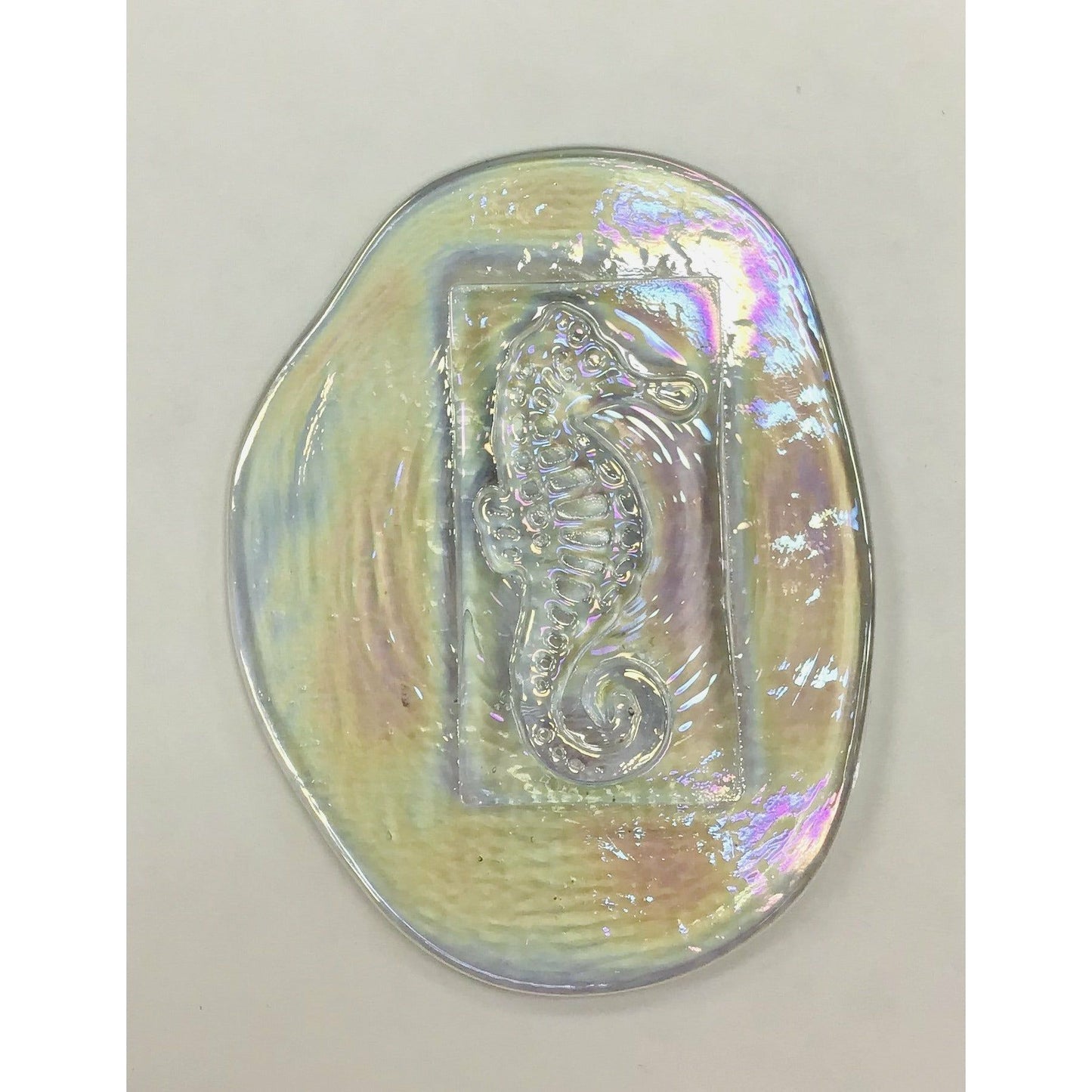 Pressed Glass Jewels - Irid Seahorse
