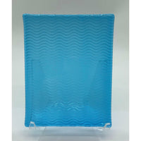 Fused Glass Textured Tile - 5" x 6 1/2" Waves in Sky Blue