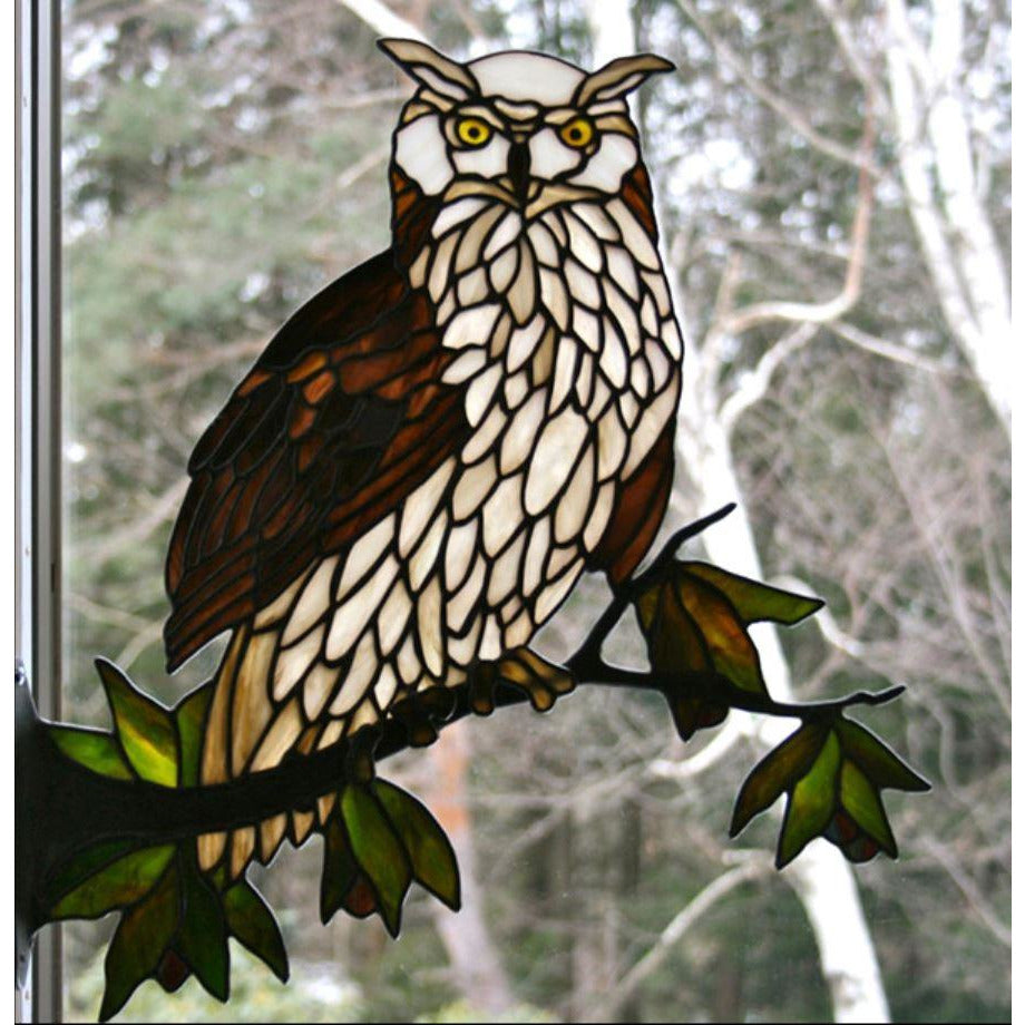 Stained glass owl on buy branch